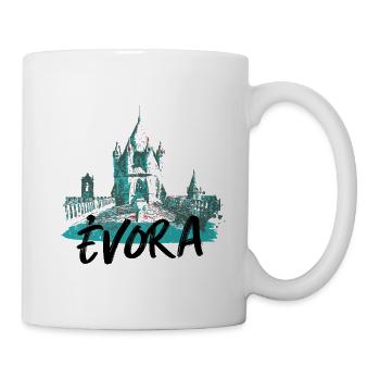 Toit cathédrale Évora illustration bleutée - Mug blanc - blanc - Droite