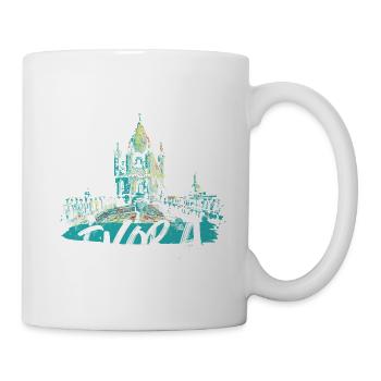 Toit cathédrale Évora illustration colorée - Mug blanc - blanc - Droite