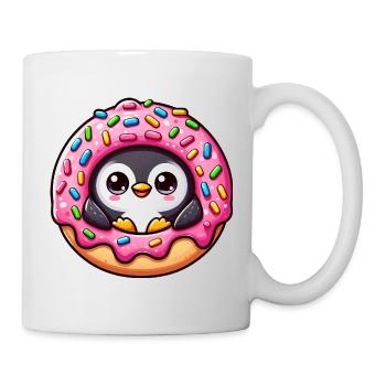 Cute Penguin Donut Dessert Whimsical Funny - Mug - white - Right