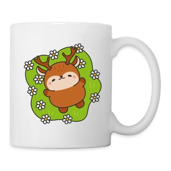 Cerf joyeux parmi les pâquerettes - Mug blanc - blanc - Droite
