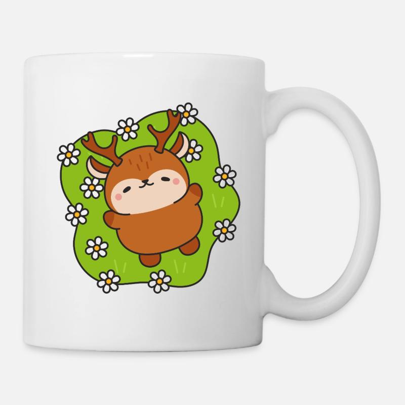 Cerf joyeux parmi les pâquerettes - Mug blanc - blanc