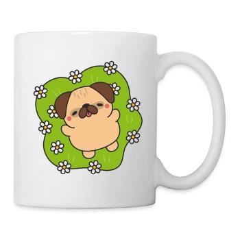 Carlin en Fleurs Joyeux - Mug blanc - blanc - Droite