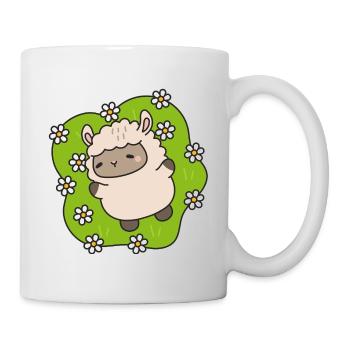 Flowering lamb dancing among daisies - Mug - white - Right