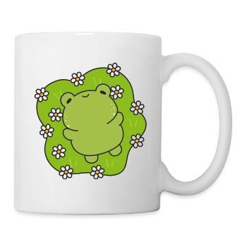 Grenouille kawaii au cœur fleuri - Mug blanc - blanc - Droite