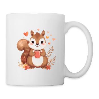 Autumnal squirrel with hot cocoa - Mug - white - Right