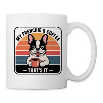 Kaffeepause Bulldogge Frenchie Retro - Tasse - Weiß - Rechts
