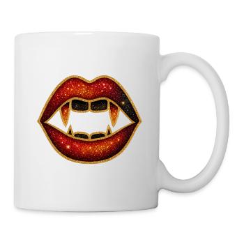 Halloween Nosferatu Draculalippen Vampzähnen - Tasse - Weiß - Rechts