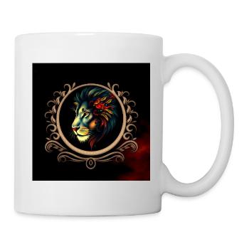 Colorful Lion in Ornamental Frame - Mug - white - Right