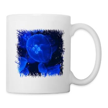 Méduses dans le bleu de la lumière des profondeurs marines - Mug blanc - blanc - Droite