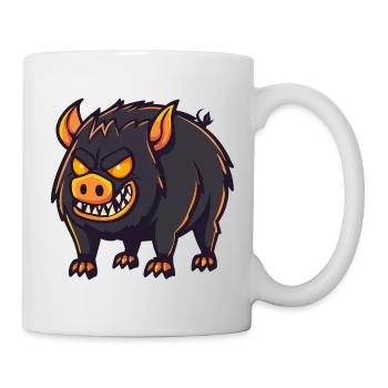 Wildschwein Schwein Halloween Lustig - Tasse - Weiß - Rechts