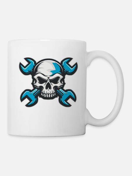 Mechanikerschädel - Tasse - Weiß
