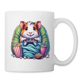 Hamster gamer en mode détente avec pop-corn - Mug blanc - blanc - Droite