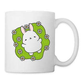 Süßer Hase im Blumengarten - Tasse - Weiß - Rechts