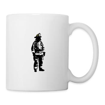 Feuerwehrmann - Cooles Silhouetten-Logo - Tasse - Weiß - Rechts