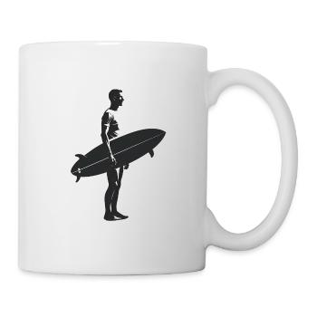Surfer - Cooles Silhouetten-Logo - Tasse - Weiß - Rechts