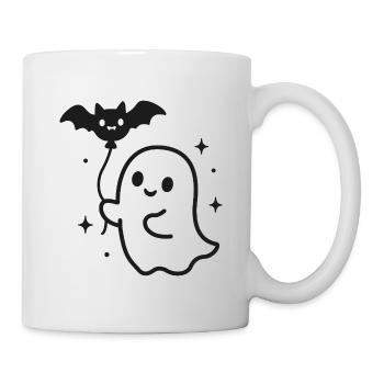 Ghost with Bat – Halloween Motif - Mug - white - Right