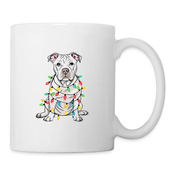 Funny light dog with Christmas chain dog - Mug - white - Right