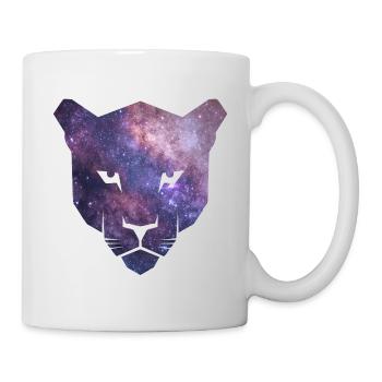 Silhouette de panthère avec espace galaxie violet - Mug blanc - blanc - Droite