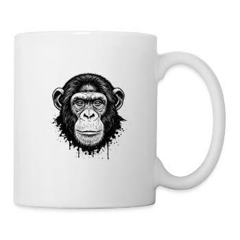Illustration de visage de singe en noir et blanc - Mug blanc - blanc - Droite