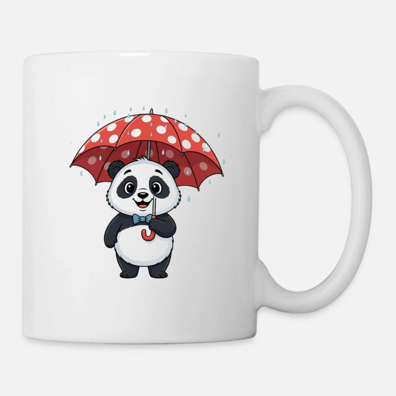 Panda mit rotem Regenturm - Tasse - Weiß