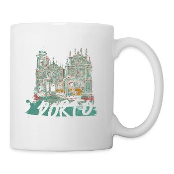 Porto historic center tram illustration - Mug - white - Right