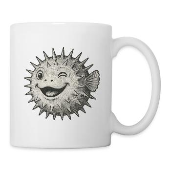 Winkende Sonne Skizze - Tasse - Weiß - Rechts