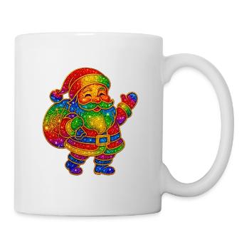 Regenbogen Glitzer Santa Motiv - Tasse - Weiß - Rechts