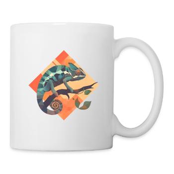 Geometrischer Chamäleon auf Ast - Tasse - Weiß - Rechts
