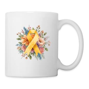 Ruban Jaune Aquarelle Florale – Endo Awareness - Mug blanc - blanc - Droite