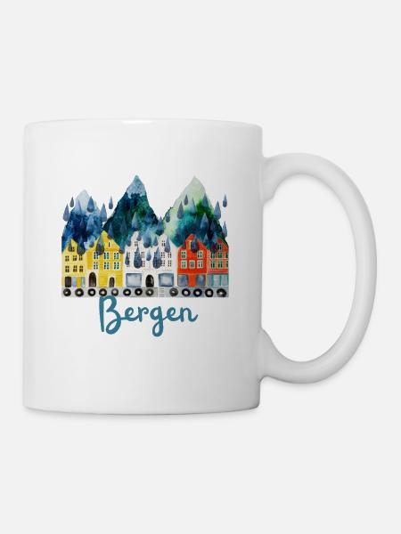 Bergen Souvenir  - Tasse - Weiß