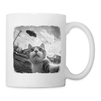 Chat et OVNI - Mug blanc - blanc - Droite