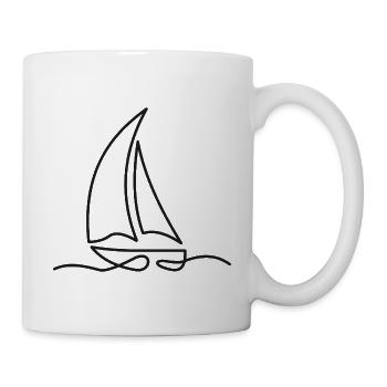 Segelboot Skizze – maritimes Motiv - Tasse - Weiß - Rechts
