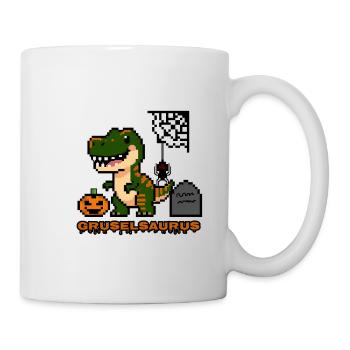 « Gruselsaurus » - Dinosaure Pixel Art 🎃🦖 - Mug blanc - blanc - Droite