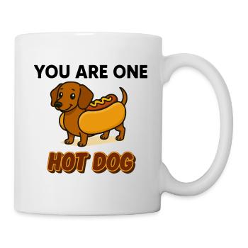 You Are One Hot Dog – lustiger Dackel Cartoon-Stil - Tasse - Weiß - Rechts