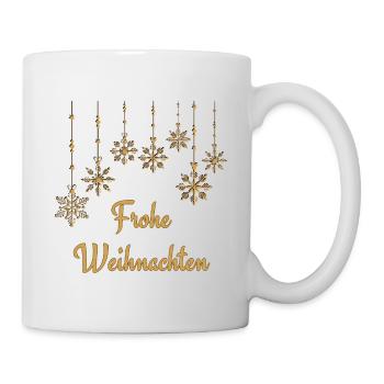Text Frohe Weihnachten dekorative Schneeflocken - Tasse - Weiß - Rechts