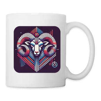 Neon Ram Ram Geometric Line Art - Mug - white - Right