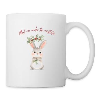 Hase unter Mistelzweig Christmas Design - Tasse - Weiß - Rechts