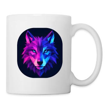 Lupus Wolf Neon Geomuster - Tasse - Weiß - Rechts