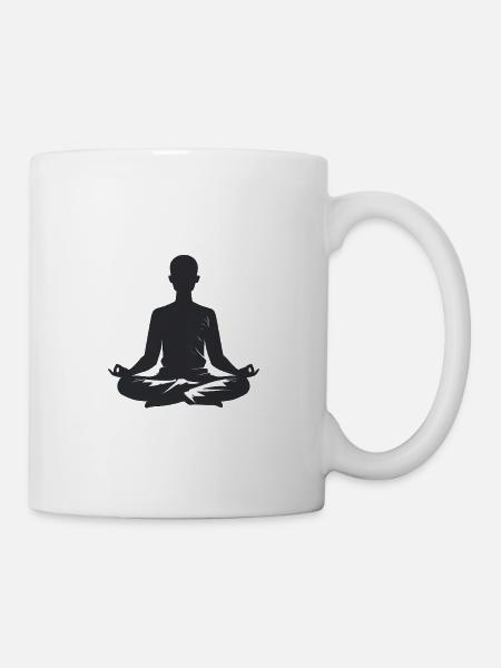 Meditation - Cooles Silhouetten-Logo - Tasse - Weiß