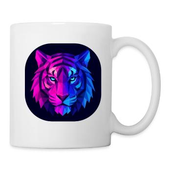 Neon Polygon Tiger: Magenta to Blue - Mug - white - Right