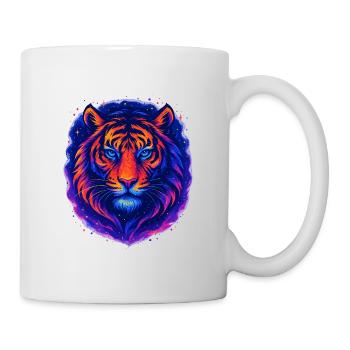 Neon Tiger Kunst Design – Wilder Blick - Mug - white - Right