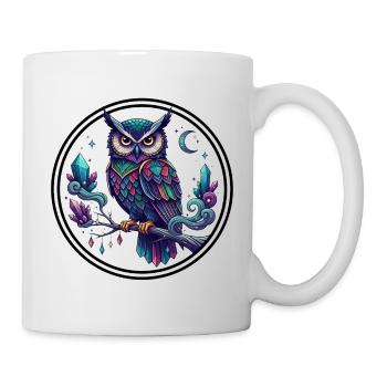 Kristall-Eulenzauber in Mitternachtsfarben - Tasse - Weiß - Rechts