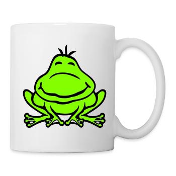 Frosch Kröte lächelt lustig Comic glücklich süß - Tasse - Weiß - Rechts