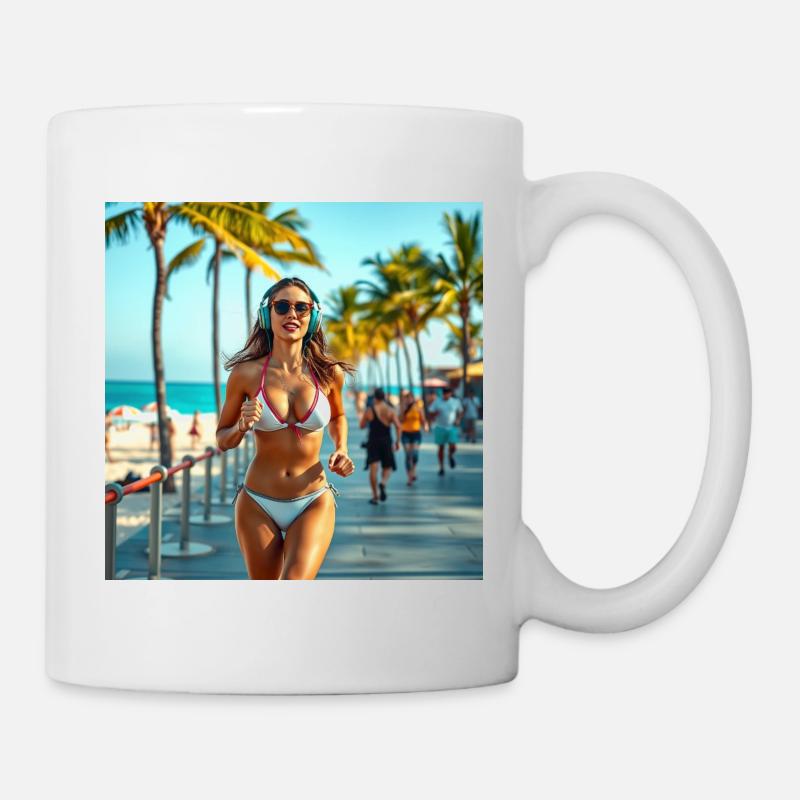 Course de fitness de Sunny Beach - Mug blanc - blanc