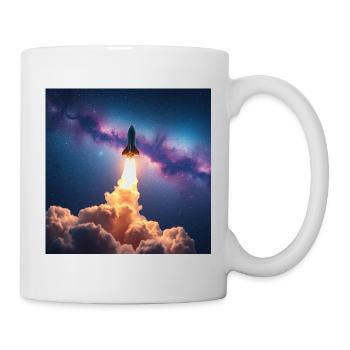 Raketensprung durch Nebelgalaxie - Tasse - Weiß - Rechts