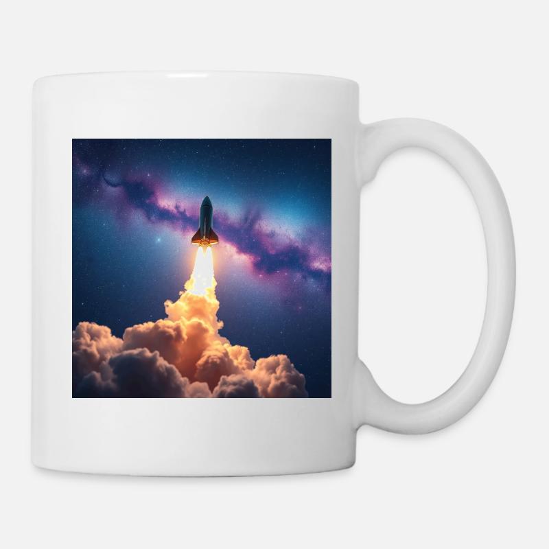 Raketensprung durch Nebelgalaxie - Tasse - Weiß