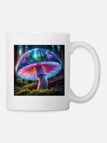 Rêve de la forêt de champignons lumineux - Mug blanc - blanc