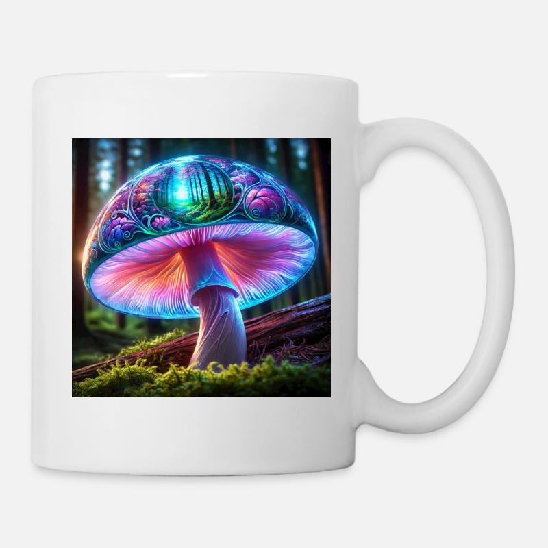 Rêve de la forêt de champignons lumineux - Mug blanc - blanc