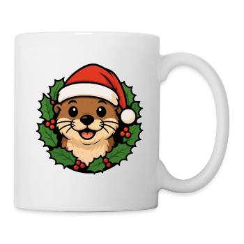 Christmas Otter – Funny XMAS Animal Cartoon - Mug - white - Right
