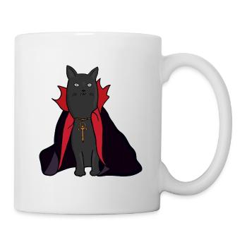Mitternachts-Vampirkatze mit Umhang - Tasse - Weiß - Rechts